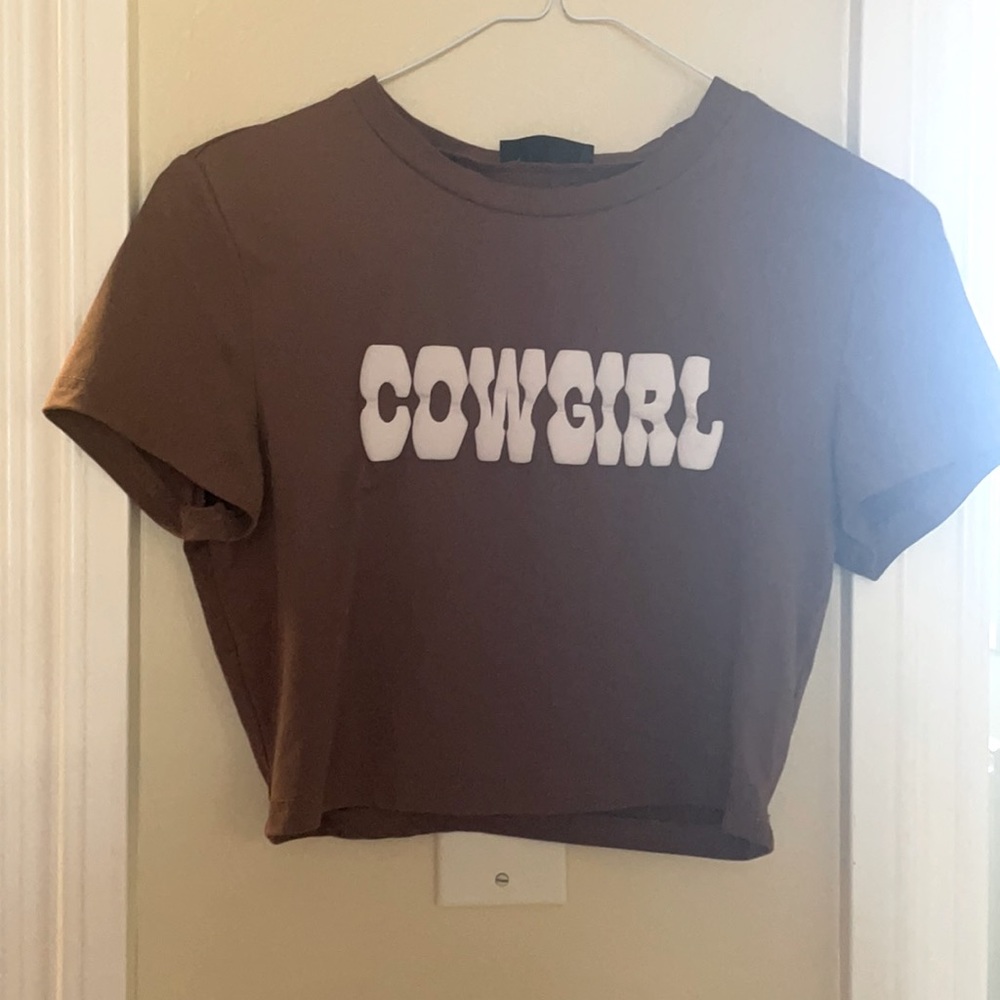 Brown cowgirl Cropped T-shirt